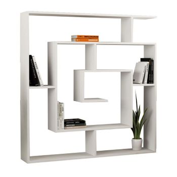 Mueble Estantería Noah. Librería Abierta Lineal Minimalista Con 8  Compartimentos. 175 X 129 Cm En Roble Y Gris con Ofertas en Carrefour