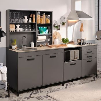 Mueble Auxiliar Cocina Microondas Color Blanco Con Tapa Gris 58x95 Cm con  Ofertas en Carrefour