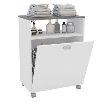 Mueble Auxiliar Cocina Microondas Color Blanco Con Tapa Gris