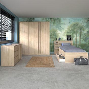 Pack Muebles habitación Juvenil Snuba Dormitorio Completo Verde y Blanco  Moderno (un somier Incluido)