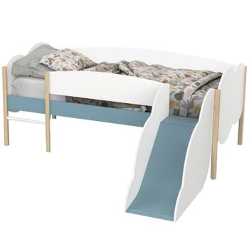 Cama Tobogán Longane Melamina Miroytengo - Blanco Y Azul