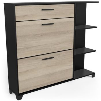 Zapatero Madera, Tres Puertas, Zapatero Puertas Oscilobatientes, Mueble  Auxiliar, Medidas: 63cms Ancho, 24cms Profundo, 115cms Alto (taupe/blanco)  con Ofertas en Carrefour