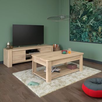 Pack Muebles Salón Lexus Completo Color Blanco Y Ceniza Estilo Moderno  (mueble Modular + Mesa De Centro + Mesa Comedor) con Ofertas en Carrefour