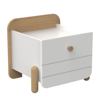 Miroytengo Mesita De Noche Juvenil 1 Cajón Edaj Blanco Mate Y Roble 39x38cm Mueble Almacenamiento Dormitorio Juvenil