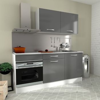 Cocina Block Eko Melamina Miroytengo 180 Cm - Blanco Y Gris