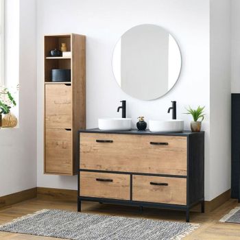 Muebles Baño Sena Melamina Miroytengo - Roble Y Negro