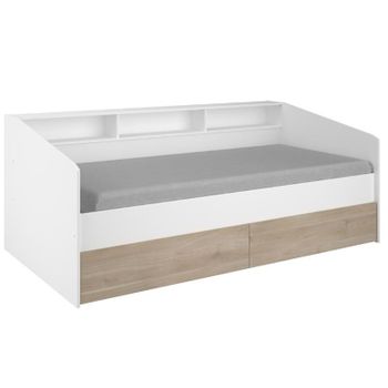 Cama Juvenil Style Con Cajones - Blanco Y Roble Japonés