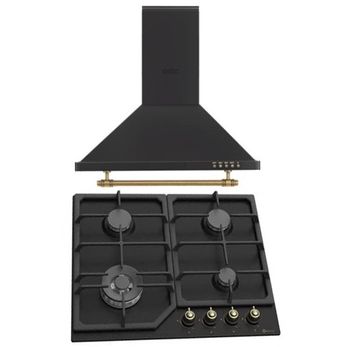 Combo Pack Solthermic Cocina Negra Rústico + Campana + Encimera A Gas