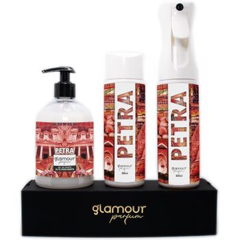 Ambientador De Hogar - Pack Petra - Glamour Parfum - Pack Ambientador Textil + Recambio 300 Ml + Jabón De Manos 500 Ml - Ambientador Hogar Petra - Aroma Fresco Y Cítrico - Para Pulverizar En La Cama O En Cortinas