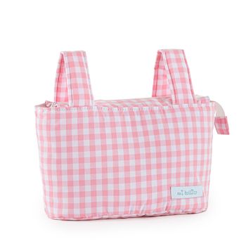 Bolsa Organizadora Para Carro De Bebé Mi Bollito Rosa Vichy 15 X 18 X 45 Cm