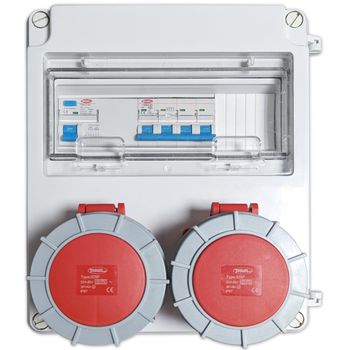 Caja 2 Tomas Trifásicas Con Magnetotérmico 32a Y Diferencial Caja Ip65