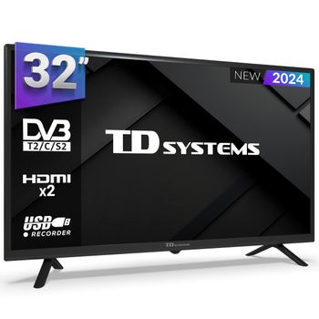 Televisor 32 Pulgadas Hd, Usb Grabador Reproductor, Sintonizador Digital Dvb-t2/c/s2 - Td Systems K32dlc19h