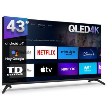 Smart Tv 43 Pulgadas Qled 4k Hey Google Official Assistant Con Control Por Voz. Televisor Android 11 - Td Systems K43dlc19glq