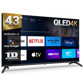 Smart Tv 43 Pulgadas Qled 4k Hey Google Official Assistant Con Control Por Voz. Televisor Android 11 - Td Systems Prime43c19glq