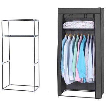 Primematik - Armario Ropero Guardarropa De Tela Desmontable 110 X 45 X 175  Cm Gris Doble Con Puertas Enrollables Dx02300 con Ofertas en Carrefour