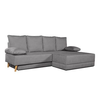 Sofa Chaise Longue Convertible En Cama Sigyn Gris Perla 4 Plazas 260x153 Cm Tanuk