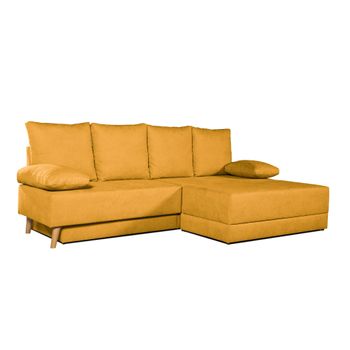Sofa Chaise Longue Convertible En Cama Sigyn Mostaza 4 Plazas 260x153 Cm Tanuk