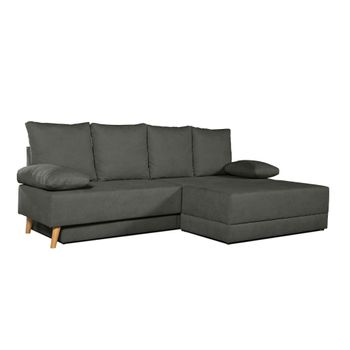 Sofa Chaise Longue Convertible En Cama Sigyn Negro 4 Plazas 260x153 Cm Tanuk