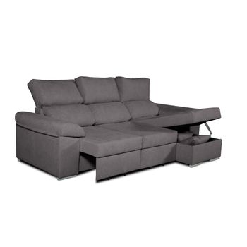 Sofa Chaise Longue Convertible En Cama Darg Derecha Gris Marengo 3 Plazas 235x148 Cm Tanuk