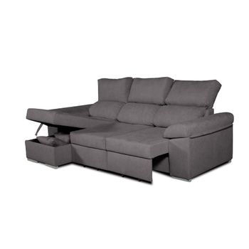 Sofa Chaise Longue Convertible En Cama Darg Izquierda Gris Marengo 3 Plazas 235x148 Cm Tanuk