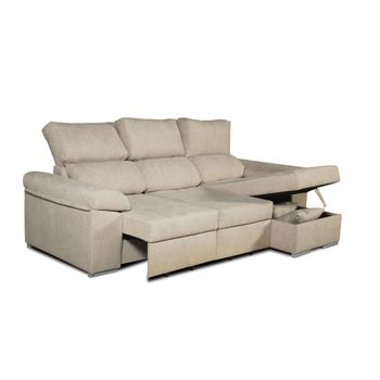 Sofa Chaise Longue Convertible En Cama Darg Derecha Crudo 3 Plazas 235x148 Cm Tanuk