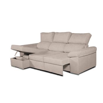 Sofa Chaise Longue Convertible En Cama Darg Izquierda Caoba 3 Plazas 235x148 Cm Tanuk