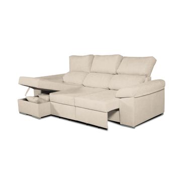 Sofa Chaise Longue Convertible En Cama Darg Izquierda Beige 3 Plazas 235x148 Cm Tanuk