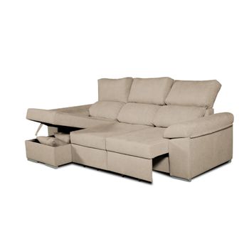 Sofa Chaise Longue Convertible En Cama Darg Izquierda Mink 3 Plazas 235x148 Cm Tanuk