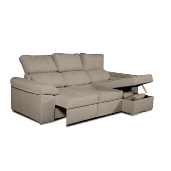 Sofá beige chaiselongue 3 plazas - Hipopótamo Muebles