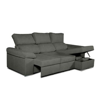 Sofa Chaise Longue Convertible En Cama Darg Derecha Negro 3 Plazas 235x148 Cm Tanuk