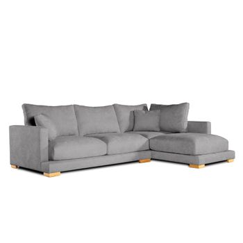 Sofa Chaise Longue Sjorn Derecha Gris Perla Tejido Con Sistema Acualine 4 Plazas 270x191 Cm Tanuk