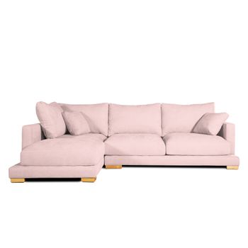 Sofa Chaise Longue Sjorn Izquierda Salmon Tejido Con Sistema Acualine 4 Plazas 270x191 Cm Tanuk