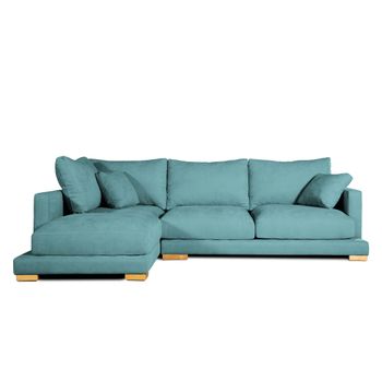 Sofa Chaise Longue Sjorn Izquierda Turquesa Tejido Con Sistema Acualine 4 Plazas 270x191 Cm Tanuk