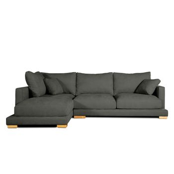 Sofa Chaise Longue Sjorn Izquierda Negro Tejido Con Sistema Acualine 4 Plazas 270x191 Cm Tanuk