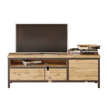 Venprodin |mueble Tv Estilo Industrial De 1 Cajon Y 1 Puerta 160x42 Cm - Roble