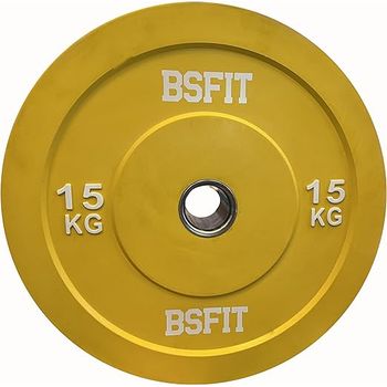 1 Disco De 15 Kg Pesas Caucho Olimpico Bumper 50mm Centro Acero Bsfit