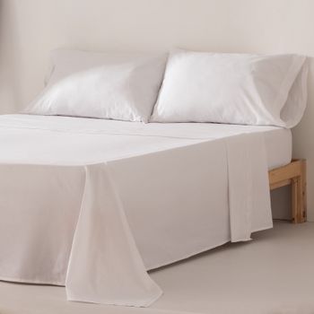 Juego De Sábanas 100% Algodón Suave Cama 120 Cm Color Blanco