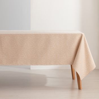 Mantel Antimanchas Cuadrada 140x140cm Algodón Jacquard Impermeable Hilo Brillante Tilu Oro