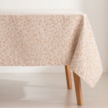 Mantel Antimanchas Rectangular 140x240cm Algodón Jacquard Impermeable Hilo Brillante Lumin Beige