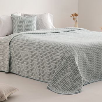 Colcha Jacquard Cama 80/90 Cm Algodón Suave Y Ligera Entretiempo Brisela 180x270cm Color Agua