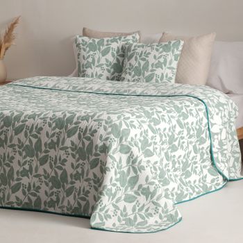 Colcha Jacquard Cama 80/90 Cm Algodón Suave Y Ligera Entretiempo Salvi 180x270cm Color Verde