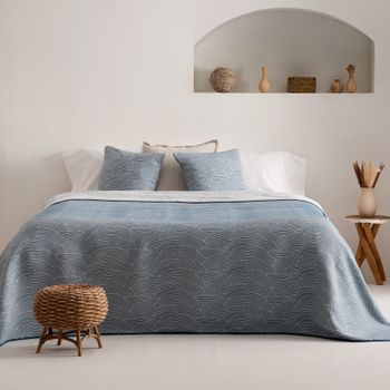 Colcha Jacquard Cama 80/90 Cm Algodón Suave Y Ligera Entretiempo Marea 180x270cm Color Azul