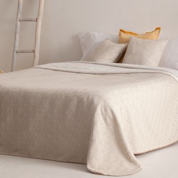 Colcha Jacquard Cama 80/90 Cm Algodón Suave Y Ligera Entretiempo Azure 180x270cm Color Beige