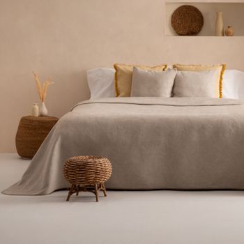 Colcha Jacquard Cama 105 Cm Algodón Suave Y Ligera Entretiempo Lindi 200x270cm Color Beige