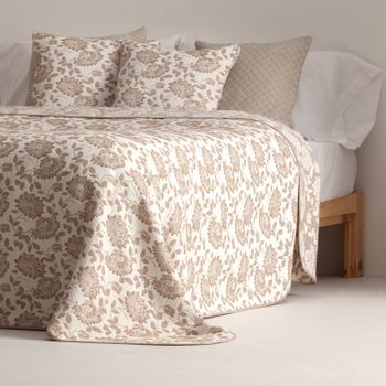 Colcha Jacquard Cama 105 Cm Algodón Suave Y Ligera Entretiempo Mombasa 200x270cm Color Beige