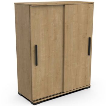 Mueble Auxiliar Izzy Correderas Melamina 80x102x36 Cm - Roble Hamilton