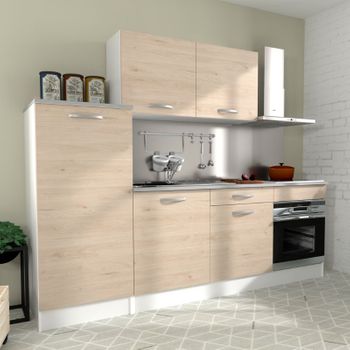 Cocina Modular Eko 6 Módulos Miroytengo Color Blanco Y Roble 220 Cm