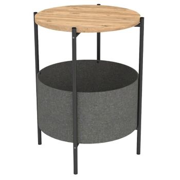 Nyx Mesa De Centro 43x60cm Gris Con Superficie En Roble Safir, Patas De Metal, Melamina Y Bolsa De Tela – Mueble De Salón