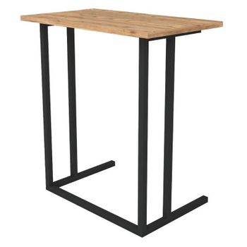 Mesa Auxiliar De Salón En Negro Y Roble Safir 60x65x36 Cm