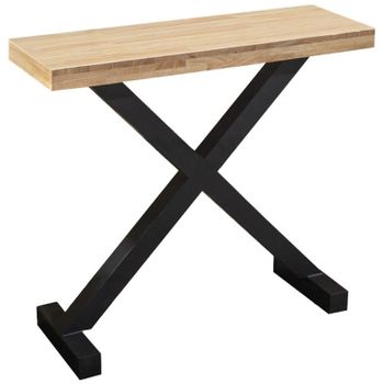 Consola Recibidor X-loft Base Roble Nordish Y Patas Negro, 90cm, Madera Y Metal, Mueble De Entrada Look Industrial